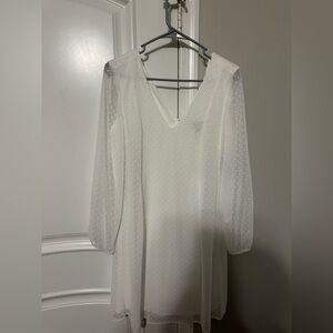 White long sleeve dress with texture